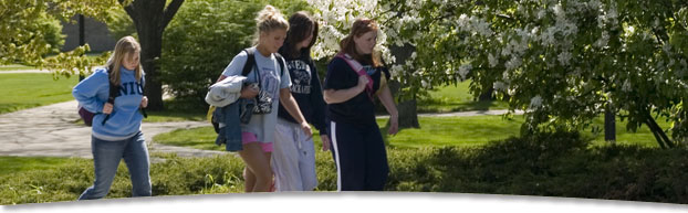 Students walking on campus