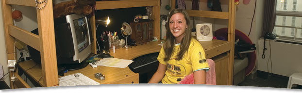 Photo of student in residence hall room